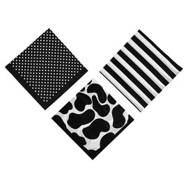 HankieWorld Bandanas 3 pack 22 inch Cotton Paisley Kerchiefs for Men and Women(Stripe/Dot/Cow)