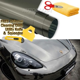 AUTOGOODY 84" x 60" Dark Chrome Mirror Black Vinyl Film Wrap Sticker Stretchable 7ft x 5ft