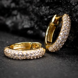 Tsv Jewelers Honey Comb Set 3d  Yellow Gold Plated 925 Sterling Silver Huggie Hoop Earrings