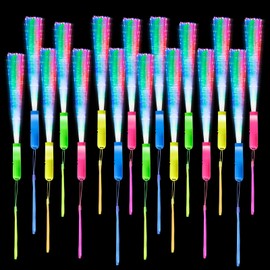 LURICO Fibre Optic Glow Sticks, Pack of 24 Light Sticks, Party Accessories, LED Light Sticks, Fibre Optic LED Light Sticks, Colourful Flashing LED Light Sticks, 3 Modes Flashing, for Party Bags,
