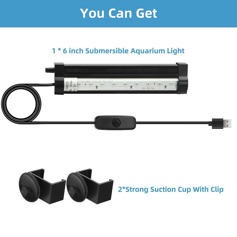 DaToo Submersible Aquarium Light 6Inch Fish Tank Light Bubbler Wall