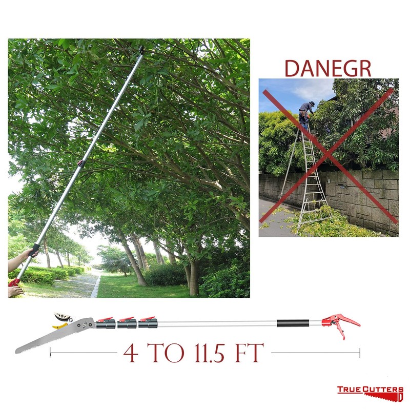 TrueCutters 4-11.5 Ft Extendable Tree Pruner & Pole Saw –