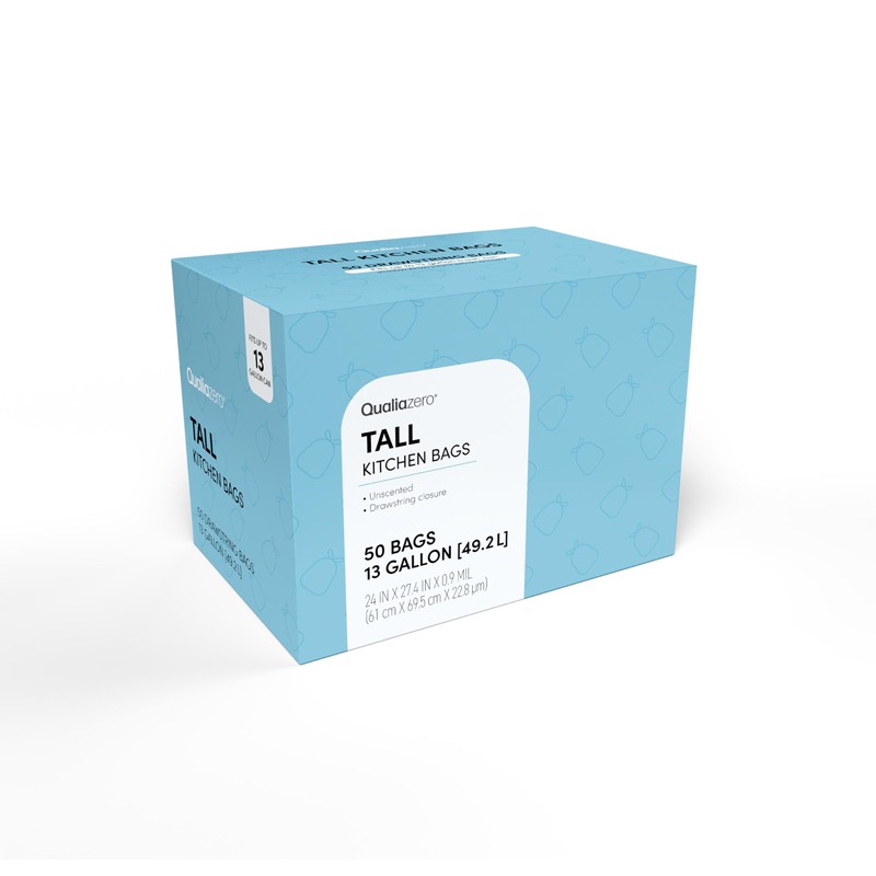 QUALIAZERO UNSCENTED 13 Gal / 50 Liter | Drawstring Closure