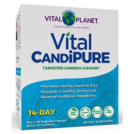 Vital Planet - Vital CandiPURE Intestinal Cleanse Formulated to Maintain a Healthy Intestinal Balance, 2-Part - 14 Day Kit, 56 Capsules, and 1fl oz Liquid Herbal Extract