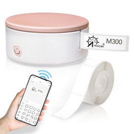 Arkscan M300 Portable Thermal Sticker Printer for Bluetooth Wireless Smart Phone Label Maker, Inkless and Rechargeable, Multiple Templates Fonts for Home, Office and Storage (Pink Round)