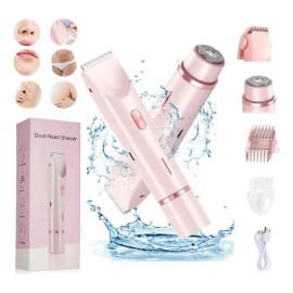 Mujeres Recortadora Electronica Bikini Rasuradora Doble 2in1 Color Rosa                                                                               