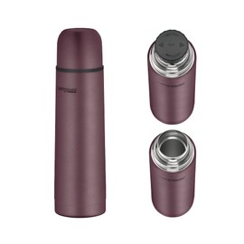 THERMOcafé by THERMOS TC Beverage Bottle Burgundy Mat 0.50 L, Stainless Steel Thermos Flask with Cup, 12 Hours Hot & 24 Hours Cold, Leak-Proof, for School, On the Go and Office