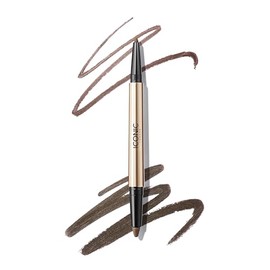 ICONIC LONDON Smokey Eye Duo Eyeliner | Creamy, Easy to Blend 2-in-1 Eyeliner Crayon, Water Resistant, Cruelty Free, Vegan Makeup (Chocolate Brown) 0.027 oz