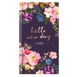 2025 Hardcover Diary Slim Week to View Planner Stylish Navy Purple Floral Flower Design