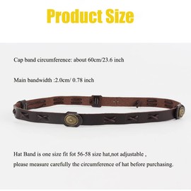 GRNUS Hat Bands for Cowboy Hats Panama Rancher Hats Fedora Hats Men Women Handmade (Brown)