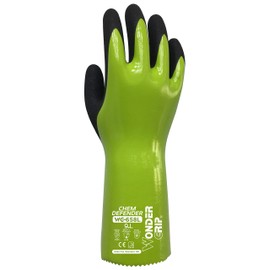 Wondergrip Chem Defender WG-658L Triple Nitrile Coated Chemical Resistant Safety Gloves, 30cm Cuff, High Grip and Ergonomic Fit, TPDT Technology, Green