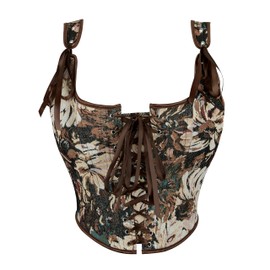 Mealah Women's Sexy Gothic-Bustier-Corset Tops - Renaissance-Vintage Floral Lace-Up-Boned Shapewear Overbust Corsets Top