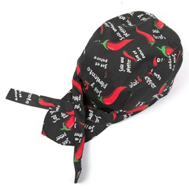 Chefs Cap Fashion Kitchen Cook Hats Hotel Chef Waiter Work Cap Canvas Elastic Skull Cap Pirate Cap Professional Catering Chef Hat Bandana Cap Ribbon Cap Turban (Red Pepper)