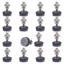 CSFMC Furniture Levelers (1" Base x 1/4-20,16 Pack) Threaded Shank Adjust Pads | Table and Chairs Medium Adjustable Legs | Integrated High-Density Felt Pads,T-Nuts Installation and Floor Protection