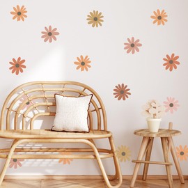 Daisy Wall Decals Boho Flower Wall Stickers Peel and Stick for Girls Kids Toddler Bedroom Decor Cute Floral Wall Art Mural Retro Flower Vinyl Decal for Nursery Playroom Classroom Decorations