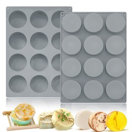 Moukiween Moukiween Round Soap Silicone Molds, 2.1 inch Small Round Mold for Handmade Soap Making Shower Steamer, Bath Bombs, Chocolate, Candles, 2 PCS