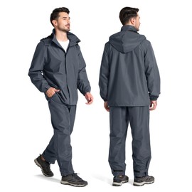 SWISSWELL Golf Rain Gear for Men Waterproof Golf Rain Suit for Men Breathable Lightweight Rain Jacket and Pants Grey XL