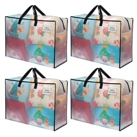 VENO 4 Pack Moving Bags, Christmas Storage Containers, Storage Totes, Zipper On Top, Sturdy, Storage Bags for Camping, Clothes, Bedding, Comforters, Pillows (27 Gallon Clear, 4 Pack)