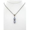 Women's necklace with blue quartz bead pendant and antique bronze