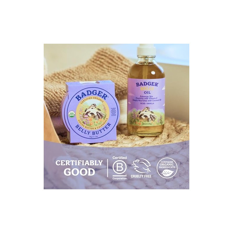 Badger - Aceite embarazado Rose del vientre y vainilla -