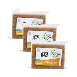 bienestar NEEM ERFRE Jabón Natural Artesanal Calendula y Miel con Aceite Neem Oliva Tea Tree -Sin Parabenos Petrolatos Grasa Animal-150 g c/u - 5.29 oz each (Paq- de 3)