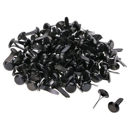Penta Angel Mini Brads 100Pcs Round Paper Fasteners Metal Brass Pastel Brads for Scrapbooking Crafts DIY Projects, 8x12mm (Black)
