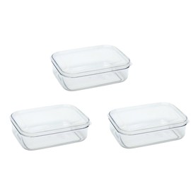 Lustroware Airtight Food Storage Container Set of 3, Micro Clear BPA Free Shatterproof Canister with Lid, Dishwasher Microwave Safe, Fridge Pantry Refrigerator Organizer, Made in Japan (1.4 qt, 45 oz)