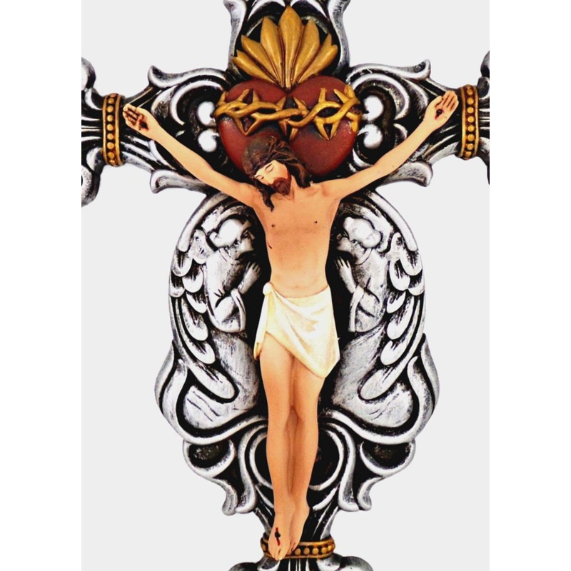 Needzo Calvary Sacred Heart Catholic Crucifix Wall Decor, Ornate Religious