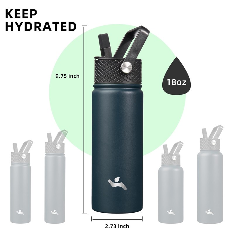 Konokyo 18 oz Insulated Water Bottle Stainless Steel Sport Bottles