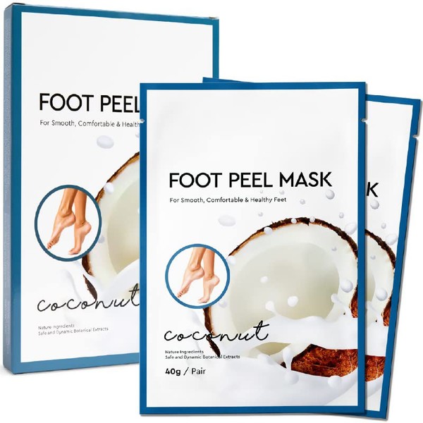 Foot Peel Mask, Feet Peeling Mask, Exfoliator Peel Off Calluses Dead Skin Callus Remover, Baby Soft Smooth Touch Feet-Men Women (Coconut )