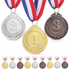 Toddmomy 12-Piece Set Metal Medals, Gold Silver Bronze Medals Award, Plastic Medals, Gold Children for Sports, Competitions, Awards, Party, Prizes Awards