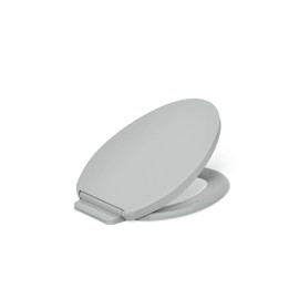 KOHLER K-26801-95 Impro ReadyLatch Quiet Close Elongated Toilet Seat, Grip-Tight Bumpers, New Home Essentials, Slam Prevention, Ice Grey