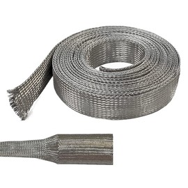 Electriduct 1/4" Tinned Copper Metal Braid Sleeving Flexible EMI RFI Shielding Wire Mesh (0.16" Diameter) - 25 Feet