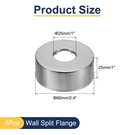 sourcing map 4pcs Shower Arm Flange 60mm/2.4" OD Escutcheon Plate Stainless Steel Round Plumbing Cover Plates for 25mm/1" Dia Water Pipe Faucet Decoration Accessories, Silver Tone