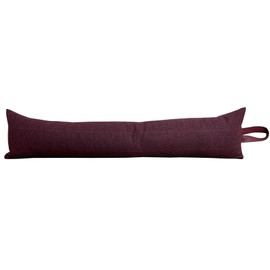 Classic Home Store Draught Excluder Cold Draft Stopper Purple & Red Check Wool Leatherette Handle