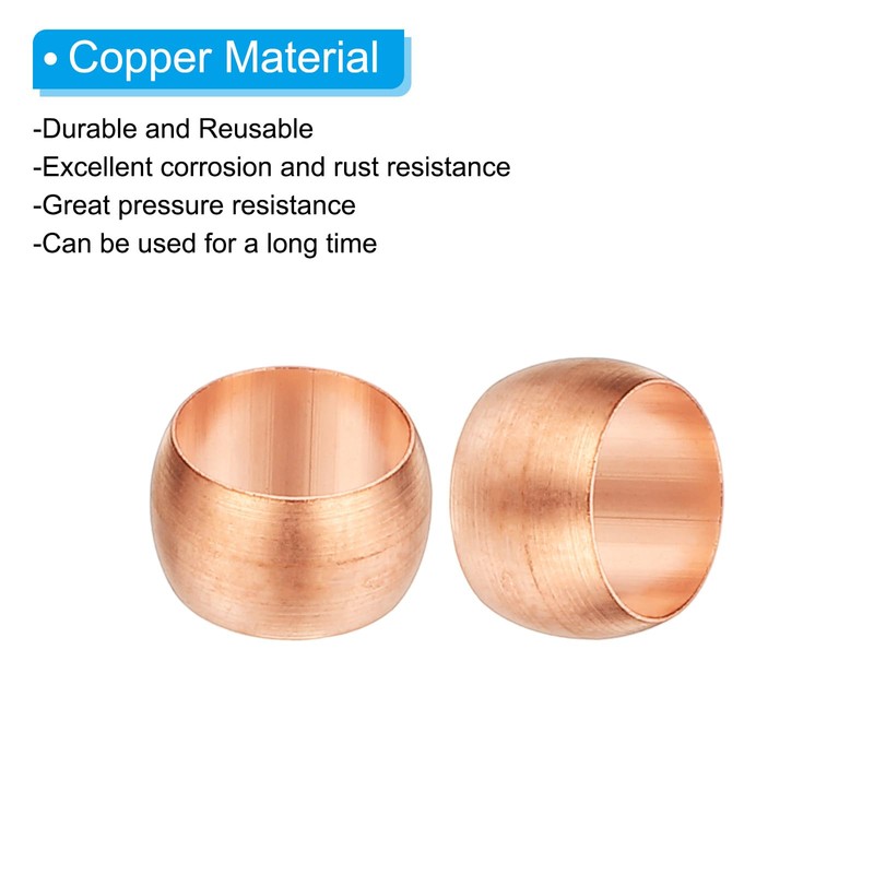 PATIKIL 8mm Tube OD Compression Sleeves Ferrules, 6pcs Copper Ferrule