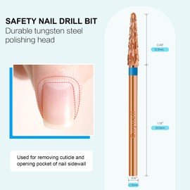 Cnynail 3/32" Small Cone Clean Medium Grit Carbide Cuticle Cleaner Bit for Electric Nail Drills – Professional Manicure Tool for Nail Salons and Home Use (M Grit. Rose Gold)