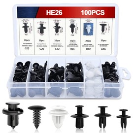 100Pcs Car Fixing Clips, 6 Types Car Body Trim Clips, Universal Auto Clips Plastic Nylon Rivet Trim Clamp, Car Retainer Clips, Car Mounting Set, Nylon Bumper Expansion Rivets
