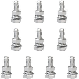 10 Sets of Stainless Steel Nuts & Bolts – Hex Machine Bolt with Washer (M6 x 20mm)