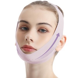 XBFOCNH Reusable chin strap, V-shaped chin face tightening band, V-shape face for double chin and sagging facial skin, purple
