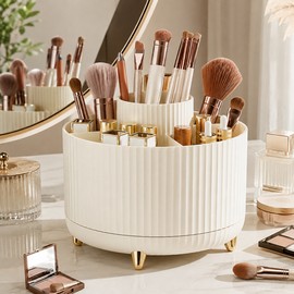 360° Rotating Makeup Organizer – Cosmetic Storage Holder for Brushes, Lipstick, Skincare & Vanity Countertop
