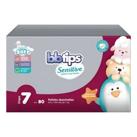 Pañales Etapa 7 Bb Tips Sensitive Con 80 Pañales