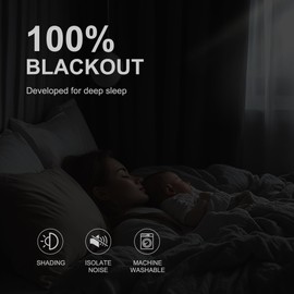 NICETOWN 100% Blackout Curtains for Bedroom, Total Blackout Thermal Insulated Grommet Window Plylux Curtains & Drapes 63 Inch Length for Living Room, 2 Panels Set (Black, 52 x 63 Inch)