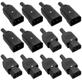 IEC 320 C14 Male to C13 Female Power Connector AC 250 V, IEC 320 C14 Plug for IEC Extension, Computer Power Connection Extension (Black)