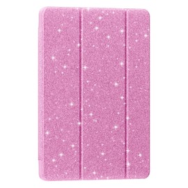 Slim Sparkly Cover with Shiny Back Shell, Auto Wake/Sleep - Bling Pink