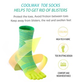 aomagic Toe Socks for Men and Women Athletic Running Five Finger Sock, Soft Comfy, Moisture Wicking, Lightweight, Crew-Large