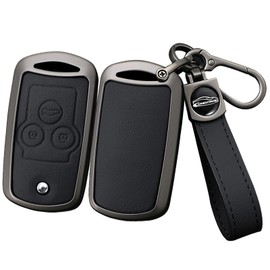 ontto Key Fob Protector Fit for Honda Accord 2008-2012 Flip Folding Key Remote Metal and Leather Car Key Cover with Keychain Fit for Acura MDX RDX TL TSX ZDX 2008-2013 Car Accessories Black