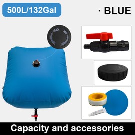 Large Capacity Water Storage Bladder 500L/132Gal Portable Water Tank Foldable Soft Water Bag for Gardening, Drought Resistance, Fire Prevention, Emergency Water, Agricultural Irrigation