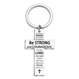 Qiubewi Cross Keychain Gift for Men Women Boys Girls Christian Bible Verse Key Chain Scripture Religious Cross Keychains Accessories Gifts Inspirational Bible Verse Keyring Present Ideas
