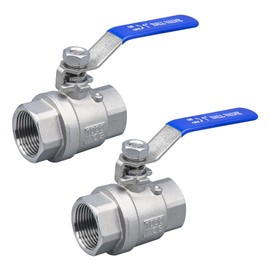 1 Inch Ball Valve, Premium Heavy Duty 304 Stainless Steel Full Port Forged NPT 1" Ball Valve for Water Oil and Gas with Long Handle Shut Off Switch, 1000 WOG (2 pieces, FNPT to FNPT)
